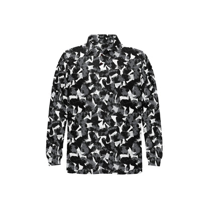 Crow Pattern Print Design 01 Long Sleeve Polo Shirt For Men's