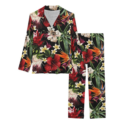 Summer Floral Pattern Print Design SF03 Women's Long Pajama Set