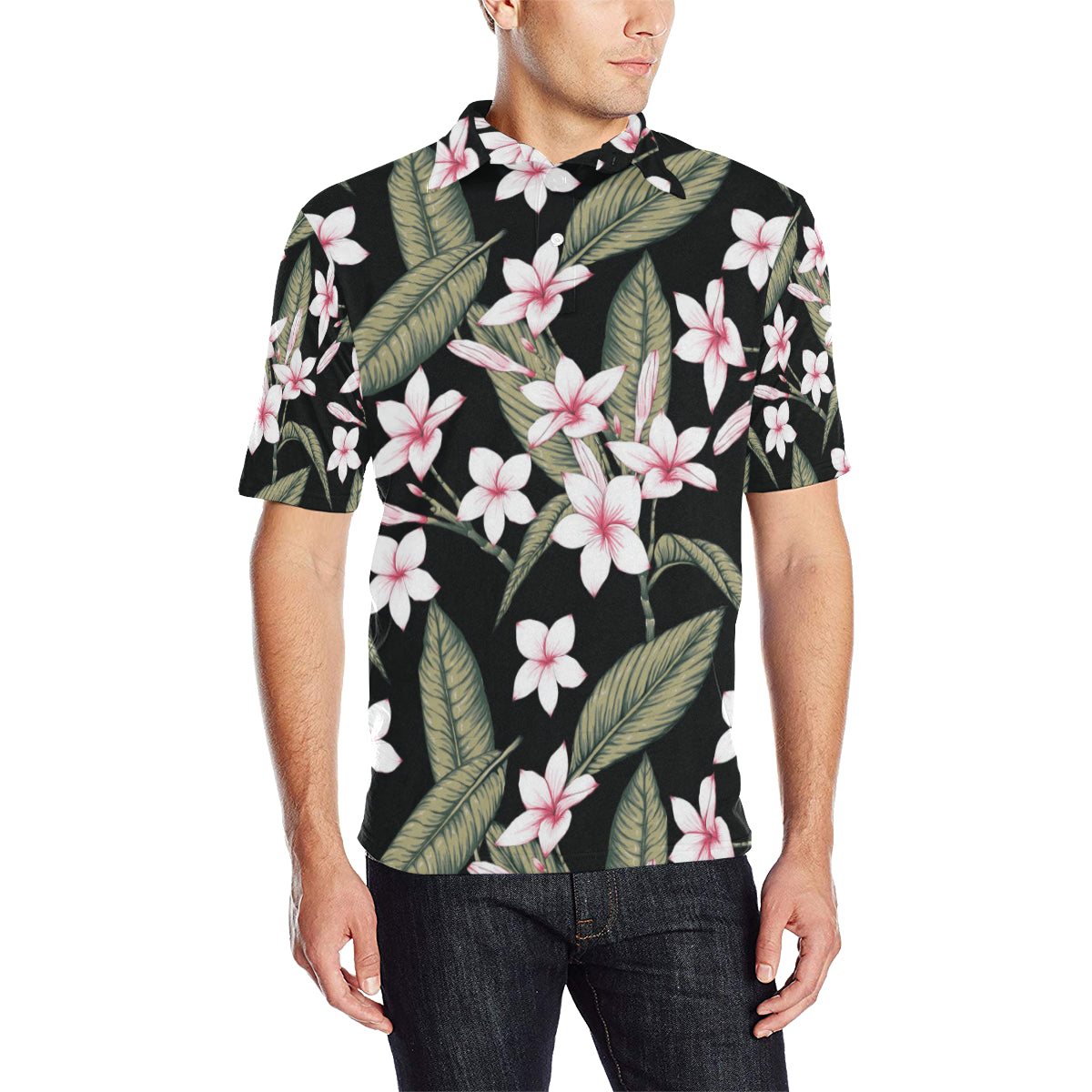 Plumeria Pattern Print Design PM021 Men Polo Shirt