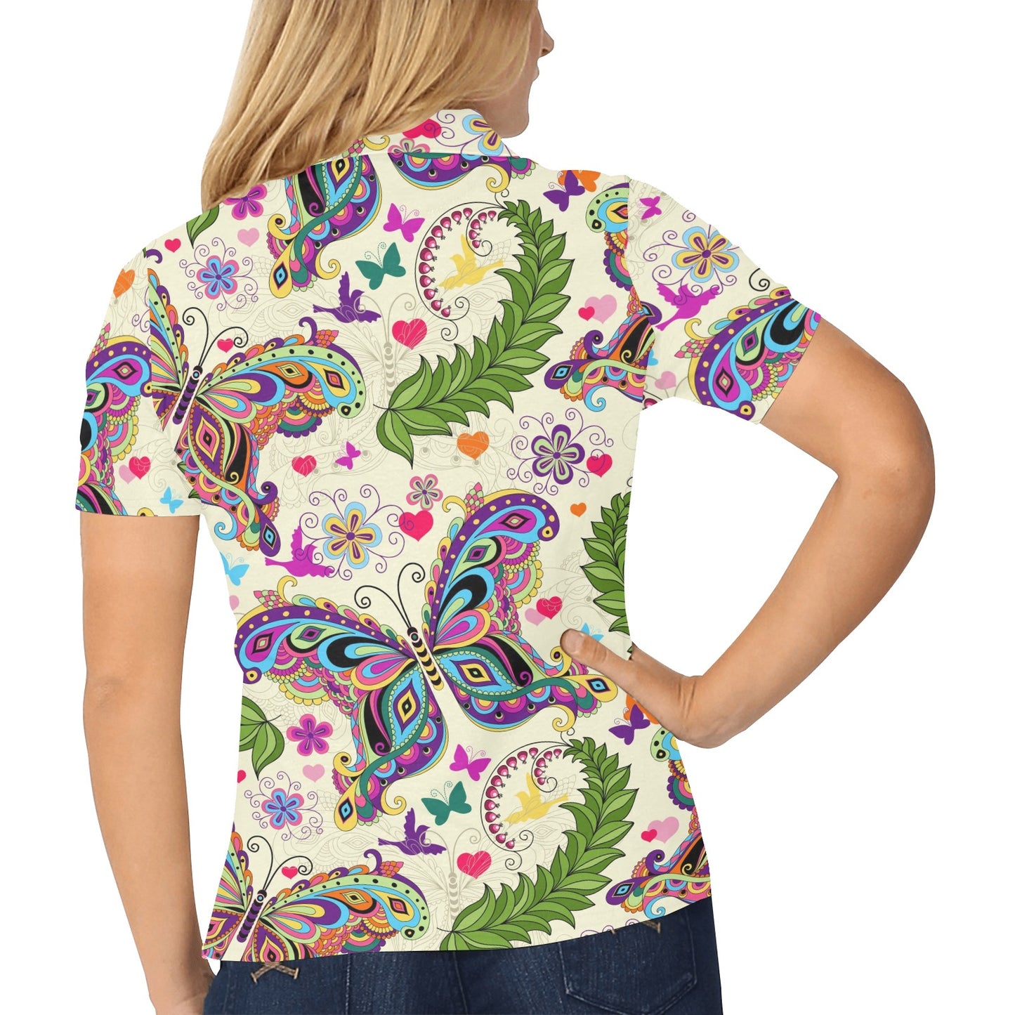 Butterfly Colorful Indian Style Women's Polo Shirt
