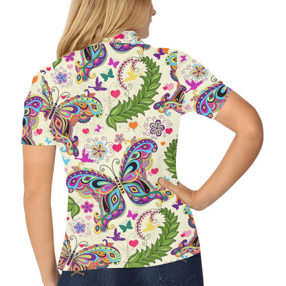 Butterfly Colorful Indian Style Women's Polo Shirt