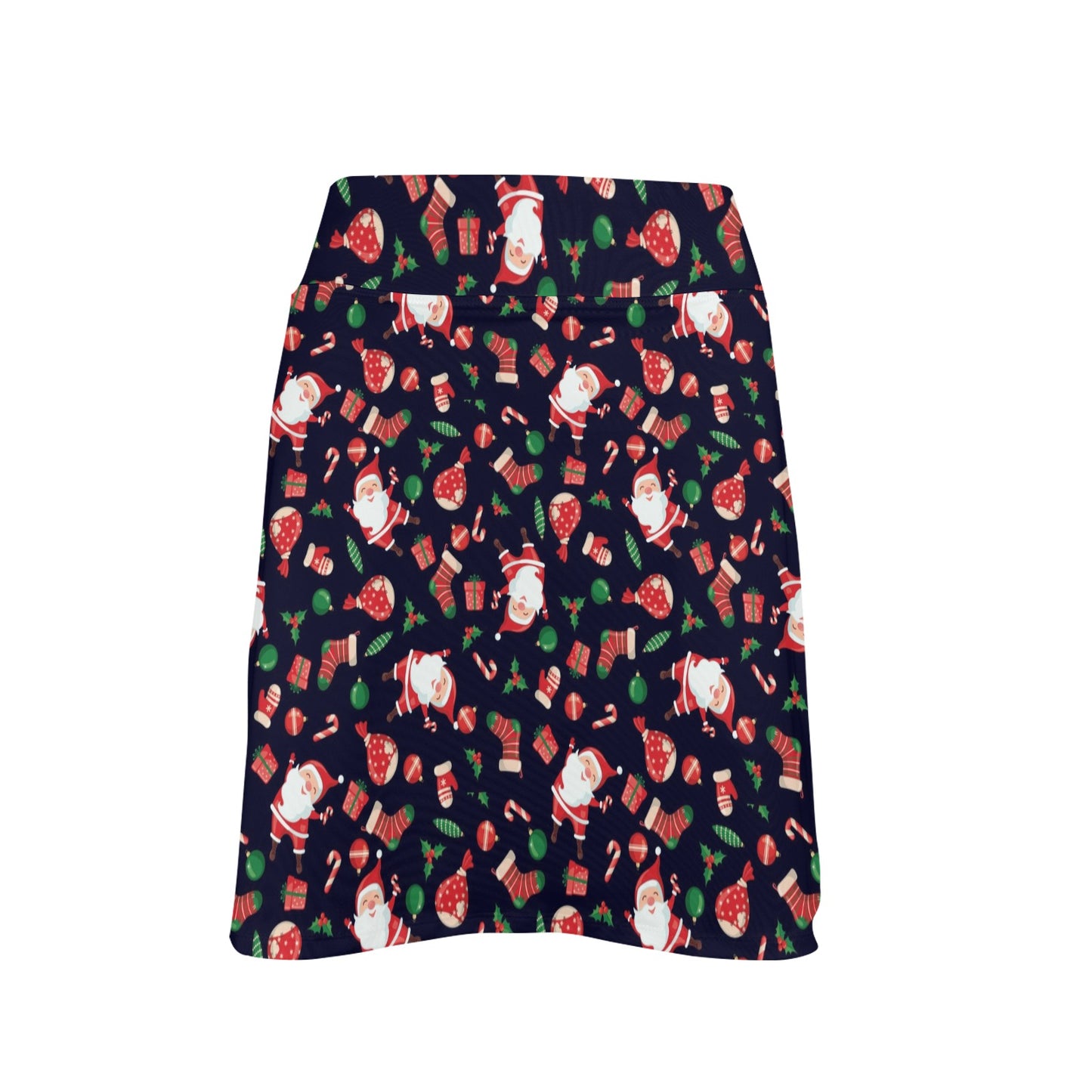 Santa Christmas Themed Print Design LKS304 Women's Golf Skirt with Pocket