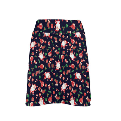 Santa Christmas Themed Print Design LKS304 17" Golf & Pickleball Skort with Pockets