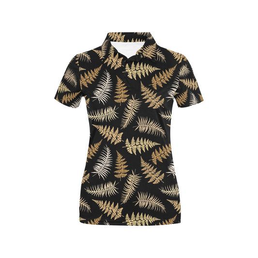 Fern Leave Bright Print Pattern Women's Polo Shirt