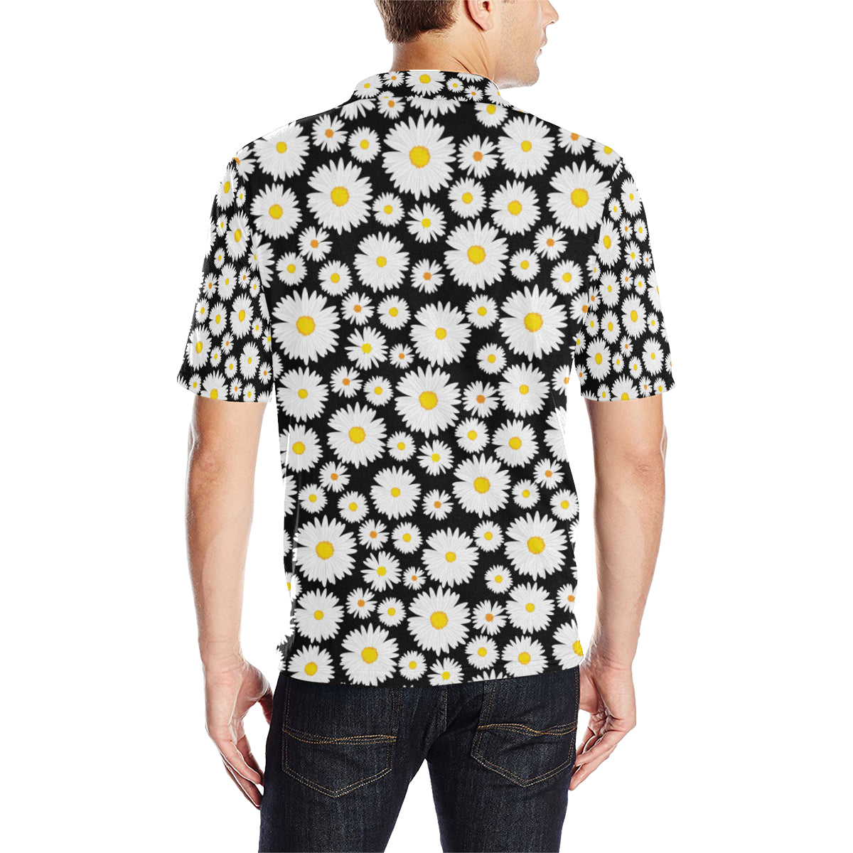 Daisy Pattern Print Design 01 Men Polo Shirt