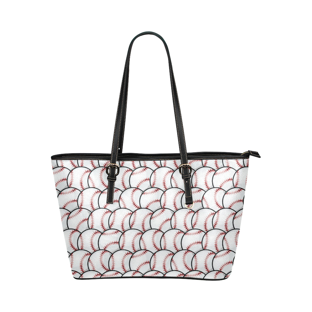 Baseball Pattern Leather Tote Bag