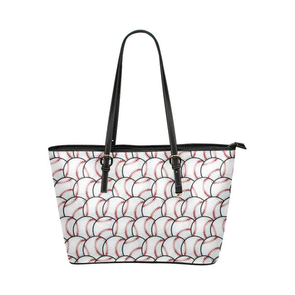 Baseball Pattern Leather Tote Bag