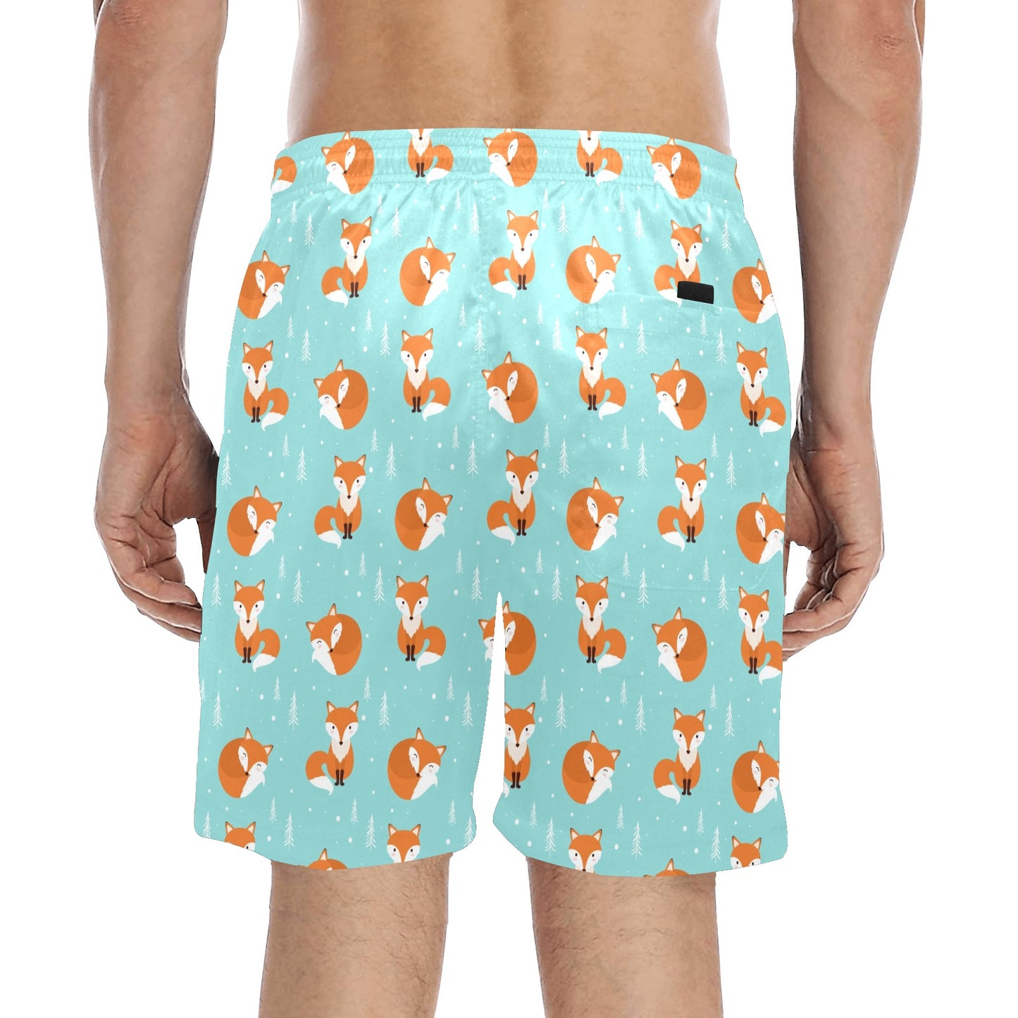 Fox Design Snow Print Pattern Men's Swim Trunks Beach Shorts
