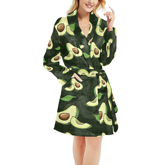 Avocado Pattern Print Design AC07 Women's Fleece Robe