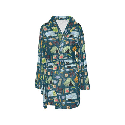 Camping Pattern Print Design 02 Women's Fleece Robe