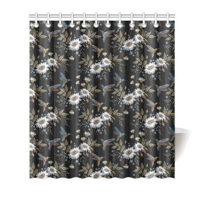 Hummingbird with Embroidery Themed Print Shower Curtain