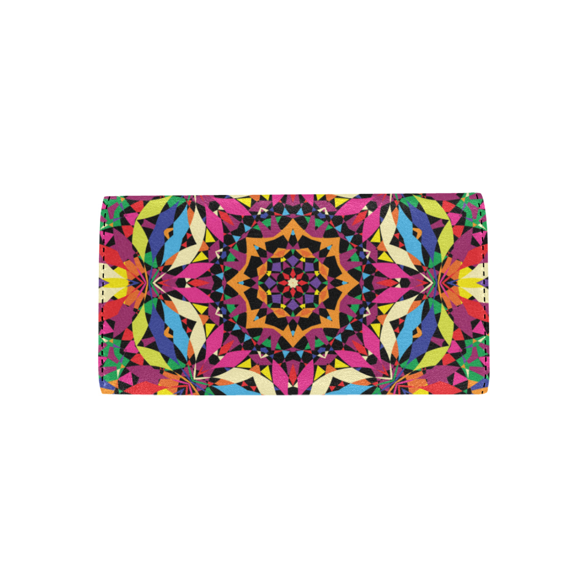 Kaleidoscope Pattern Print Design 02 Women's Trifold Wallet