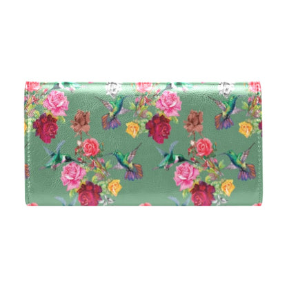 Hummingbird with Rose Themed Print Women's Trifold Wallet