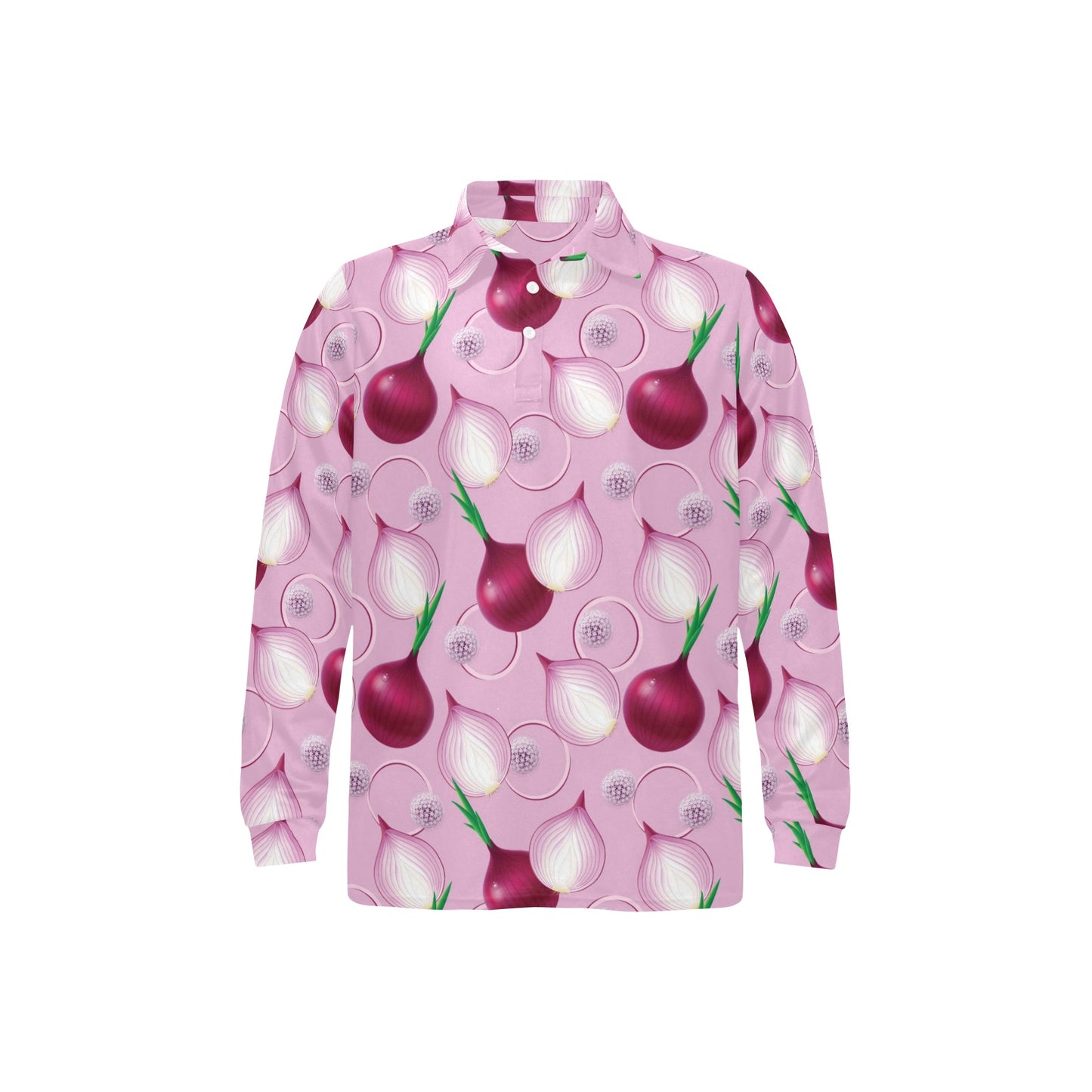 Onion Pattern Print Design A01 Long Sleeve Polo Shirt For Men's