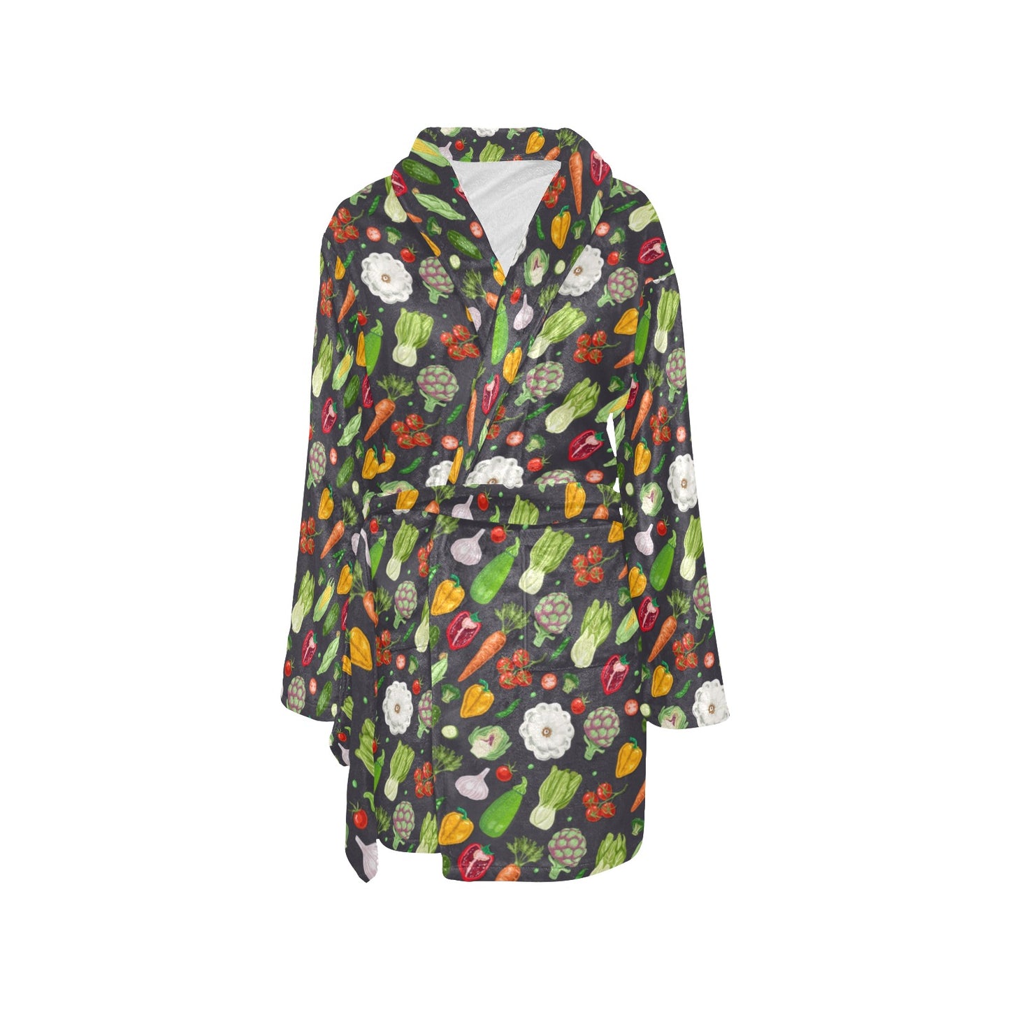 Vegan Pattern Themed Design Print Women's Fleece Robe