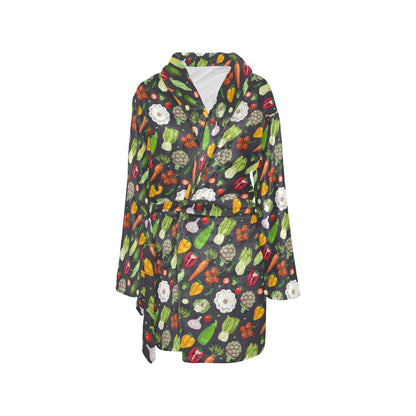 Vegan Pattern Themed Design Print Women's Fleece Robe