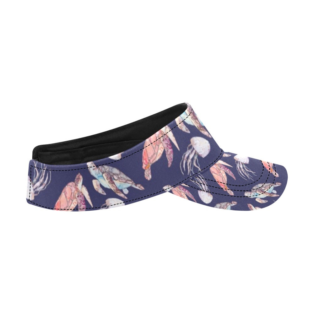 Sea Turtle With Jelly Fish Print Design LKS301 Unisex Sun Visor