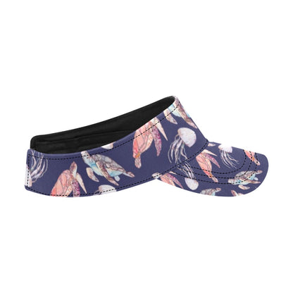 Sea Turtle With Jelly Fish Print Design LKS301 Unisex Sun Visor