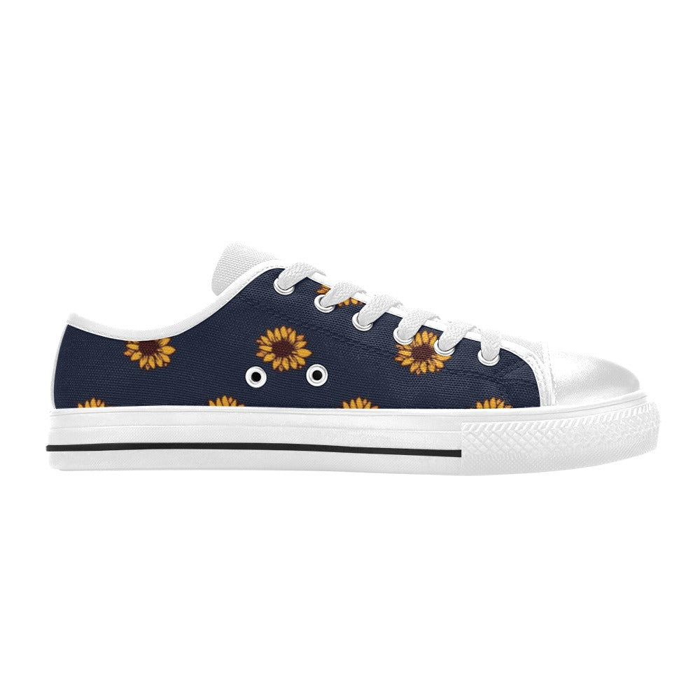 Sunflower Print Design LKS304 Women's White Low Top Shoes