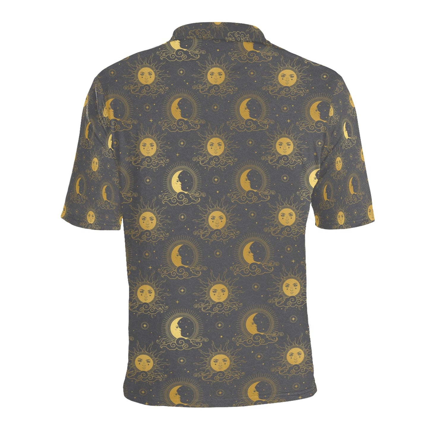 Sun Moon Print Design LKS305 Men Polo Shirt