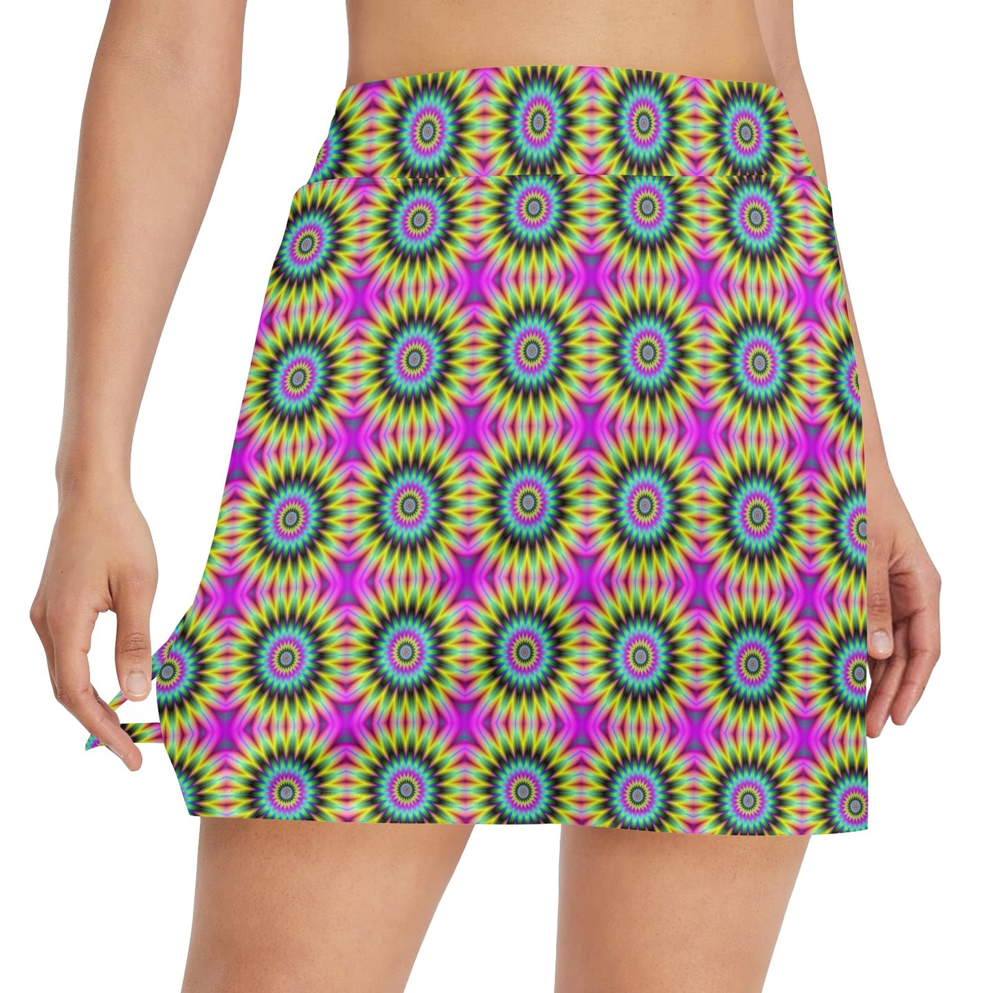 Optical illusion Flower Rainbow Style 17" Golf & Pickleball Skort with Pockets