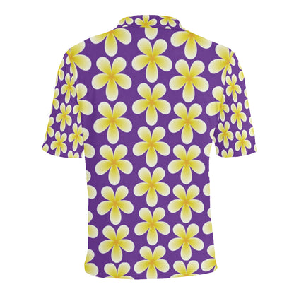 Yellow Plumeria Pattern Print Design PM05 Men Polo Shirt