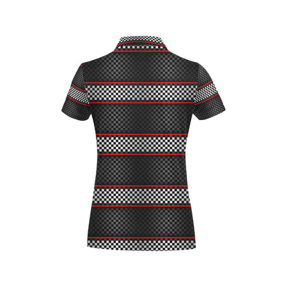Checkered Flag Red Line Style Women's Polo Shirt