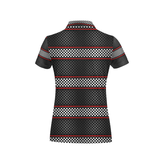 Checkered Flag Red Line Style Women's Polo Shirt