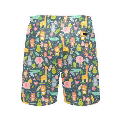 Safari Animal Cartoon Print Design LKS305 Men's Swim Trunks Beach Shorts