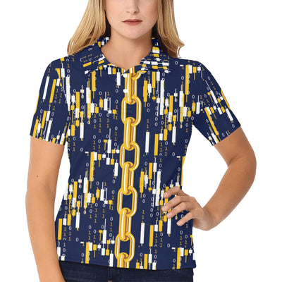 Cryptocurrency Chain Pattern Print Design 03 Women's Polo Shirt