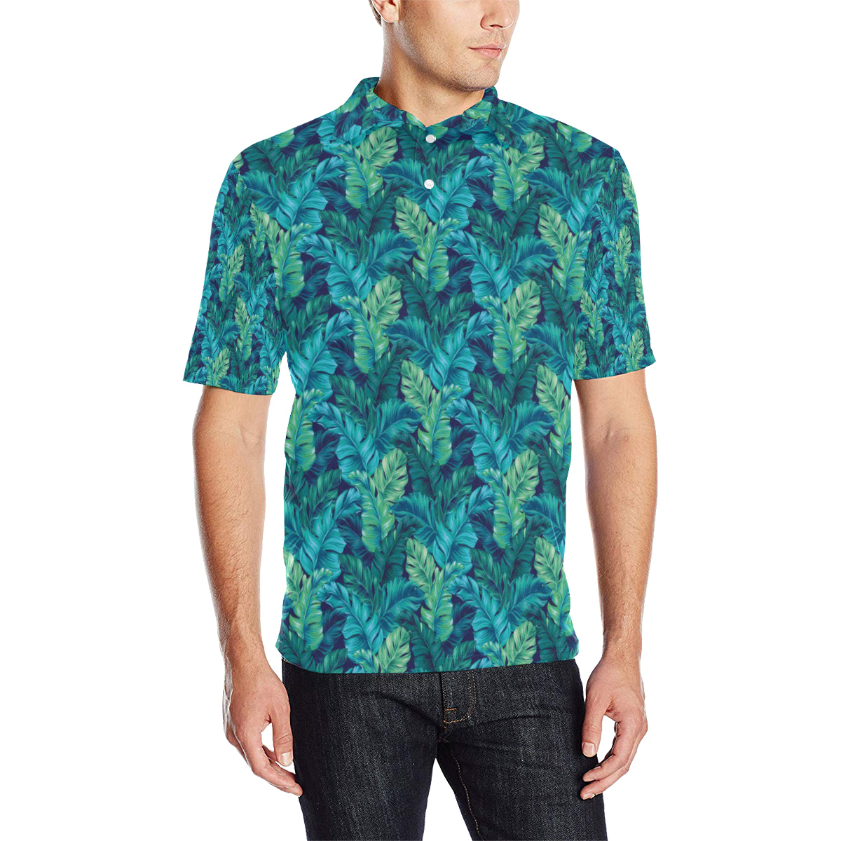 Banana Leaf Pattern Print Design 06 Men Polo Shirt