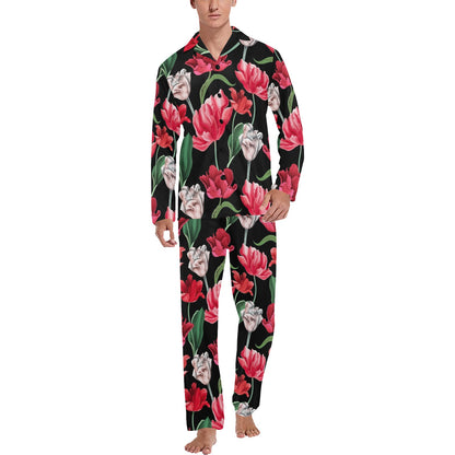 Tulip Pattern Print Design TP08 Men's Long Pajama Set