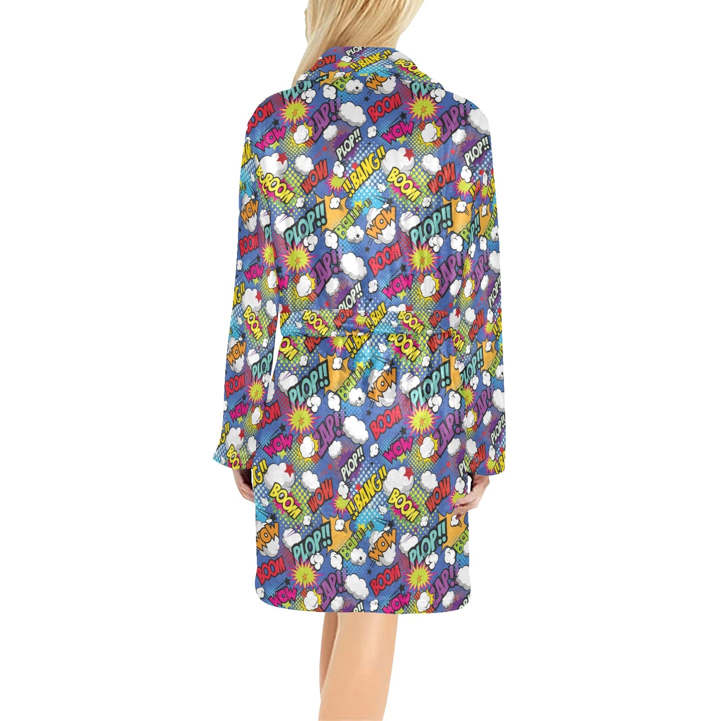 Comic Book Pattern Print Design 02 Women's Fleece Robe