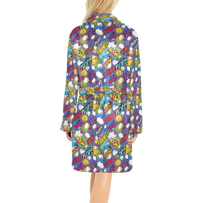 Comic Book Pattern Print Design 02 Women's Fleece Robe