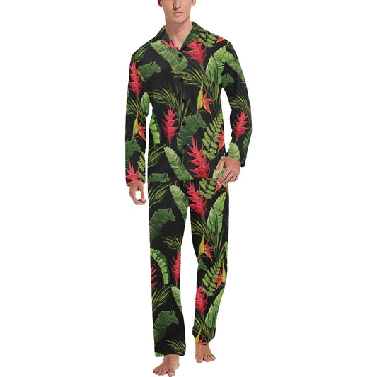 Bird Of Paradise Pattern Print Design BOP010 Men's Long Pajama Set