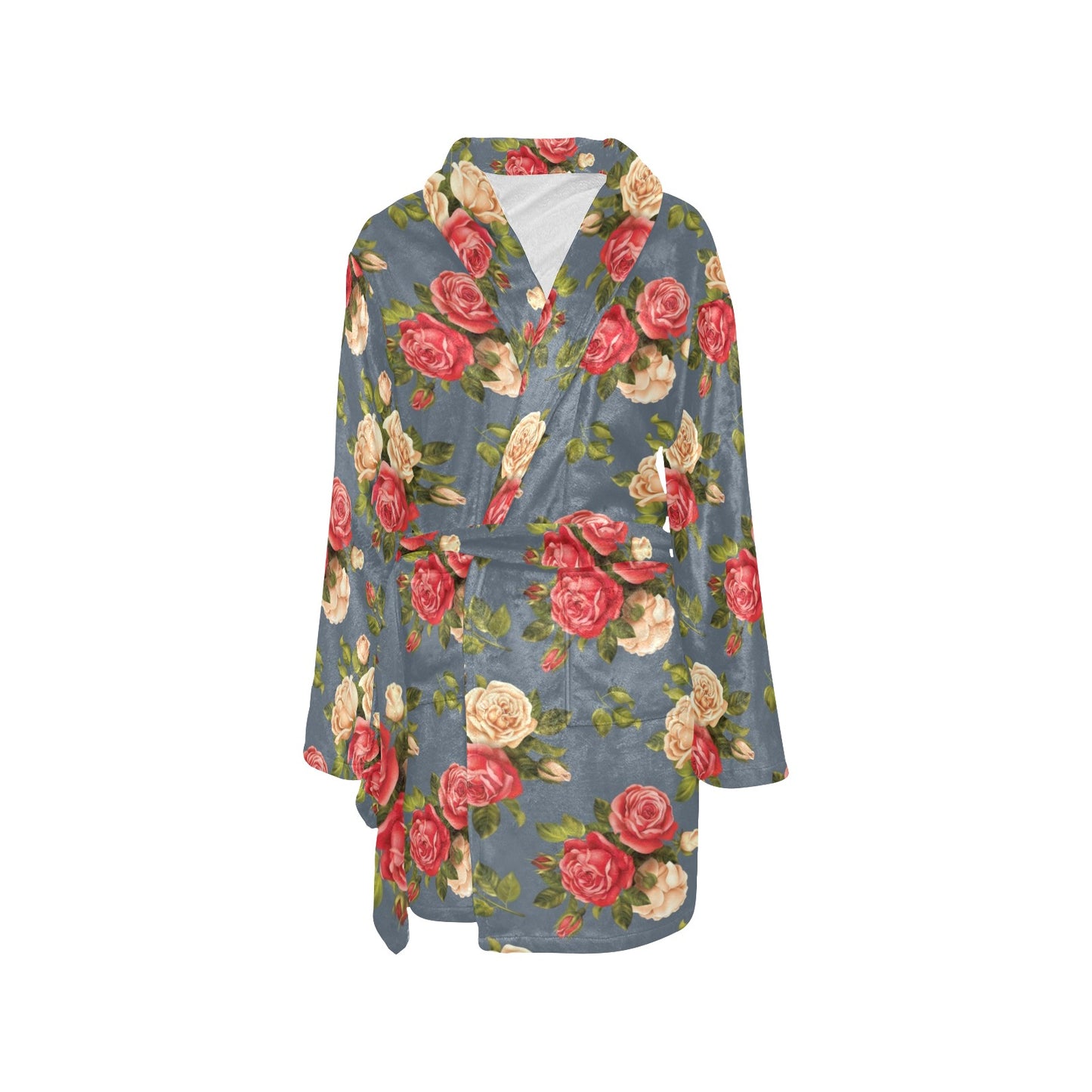 Rose Pattern Print Design RO017 Women's Fleece Robe