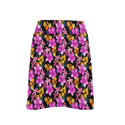Tropical Folower Pink Hibiscus Print 17" Golf & Pickleball Skort with Pockets