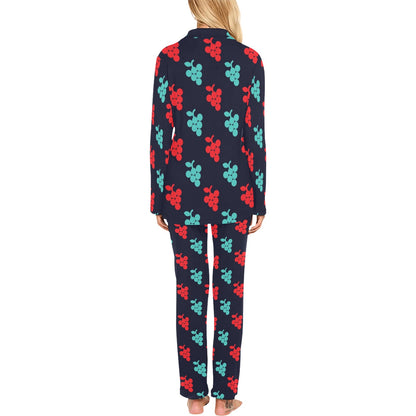 Grape Pattern Print Design GP07 Women's Long Pajama Set