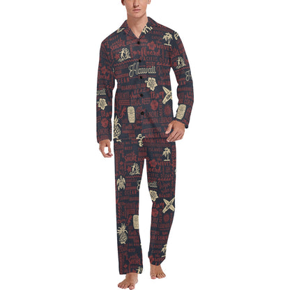 Hawaiian Themed Pattern Print Design H017 Men's Long Pajama Set