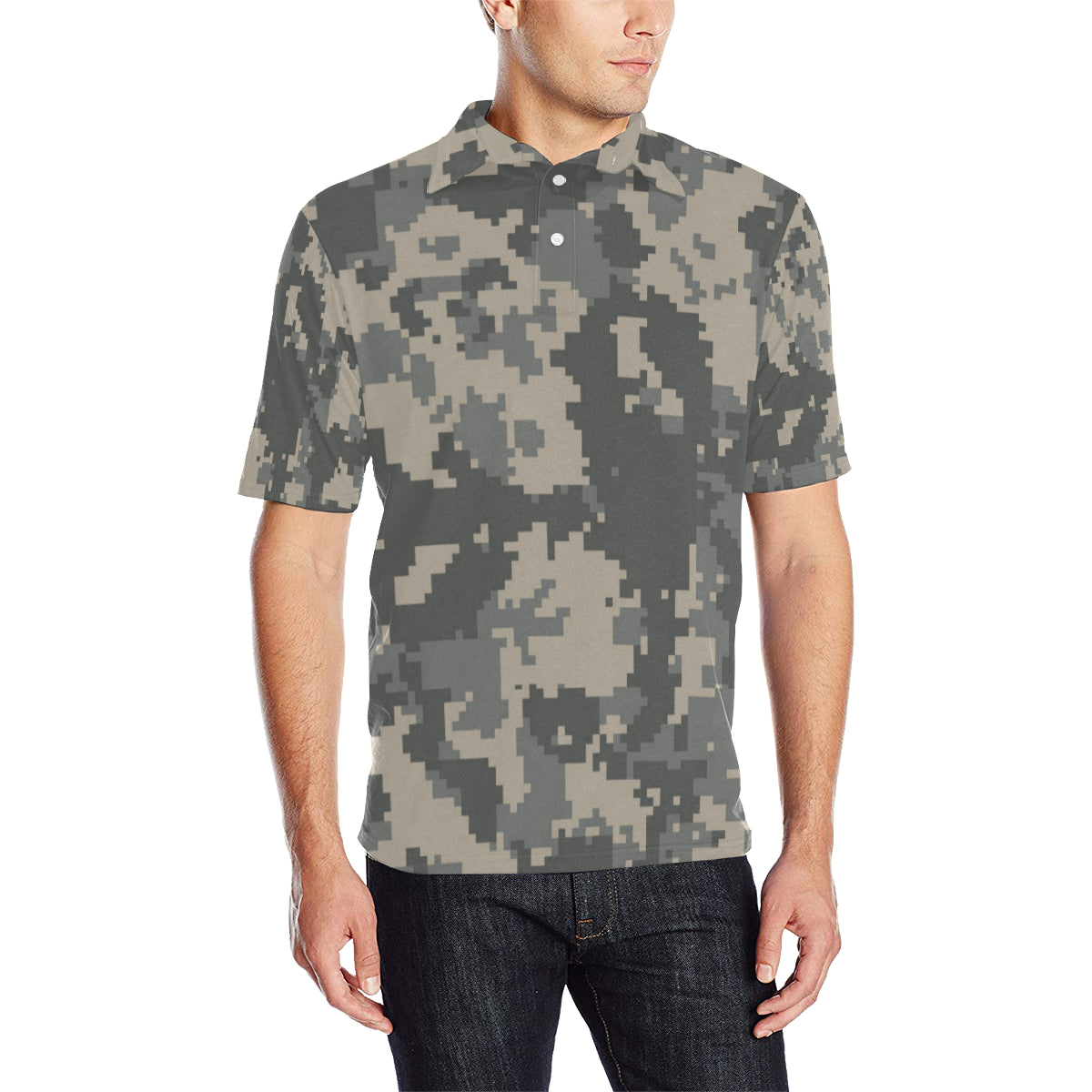 ACU Digital Camouflage Men Polo Shirt