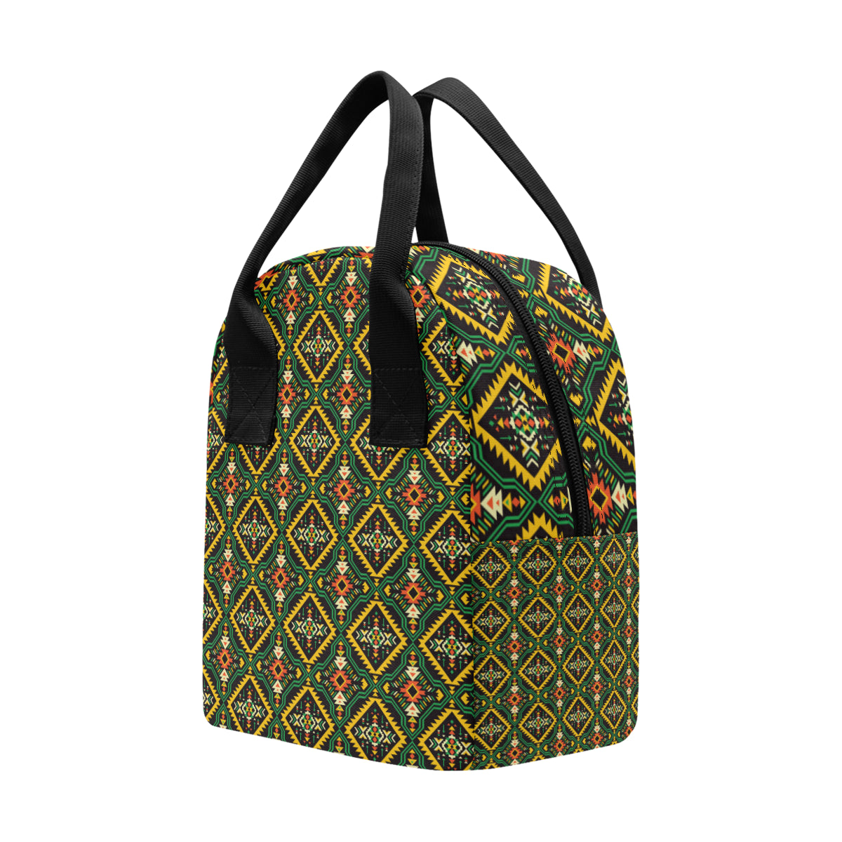 Kente Green Design African Print Insulated Lunch Bag