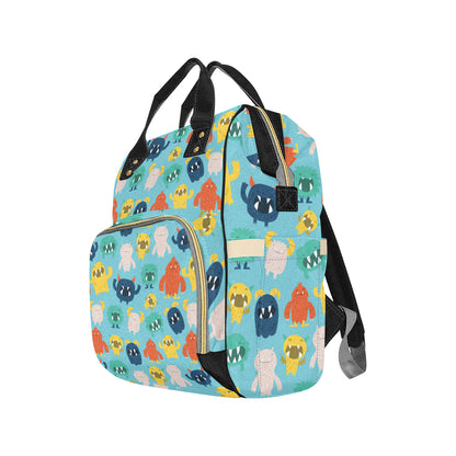 Monster Cartoon Pattern Print Design 03 Diaper Bag Backpack