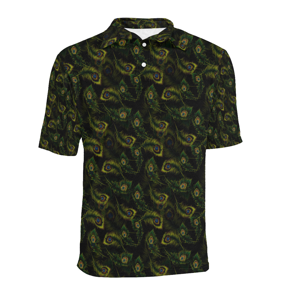 Peacock Feather Pattern Design Print Men Polo Shirt