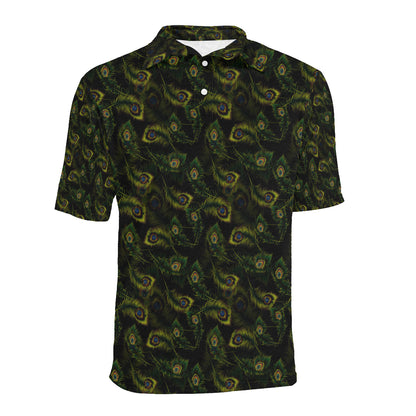 Peacock Feather Pattern Design Print Men Polo Shirt