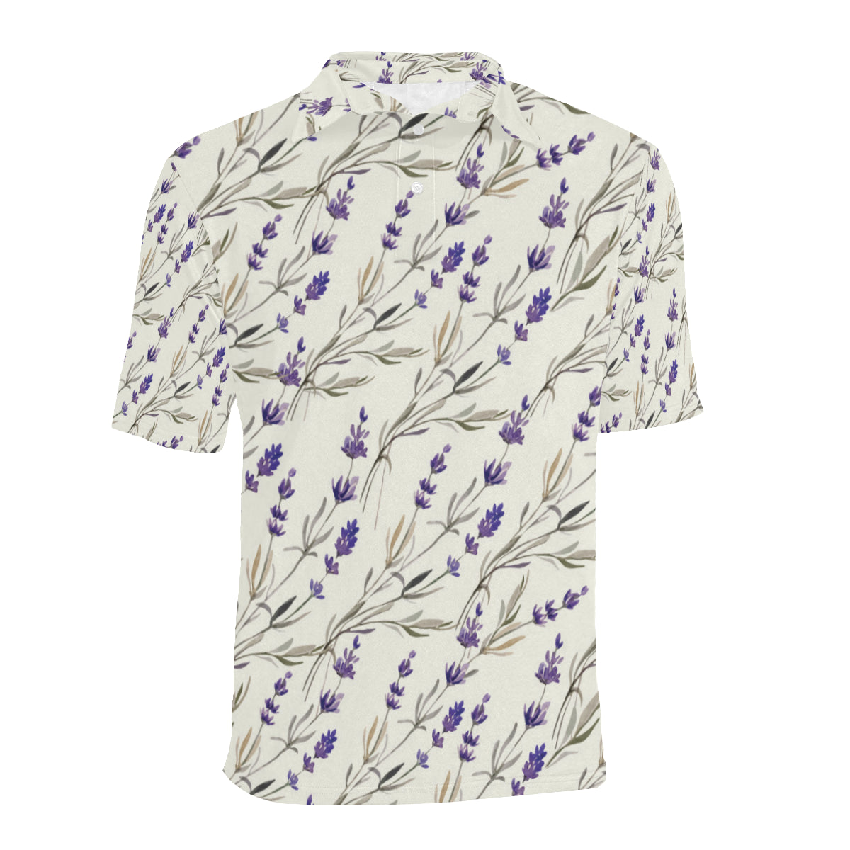 Lavender Pattern Print Design 01 Men Polo Shirt