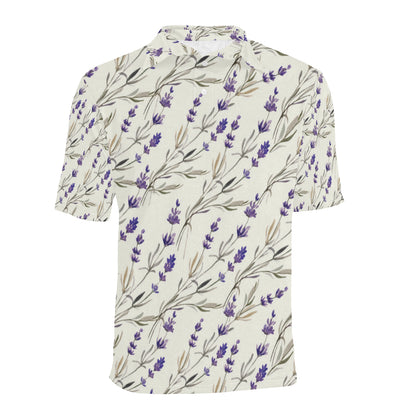 Lavender Pattern Print Design 01 Men Polo Shirt