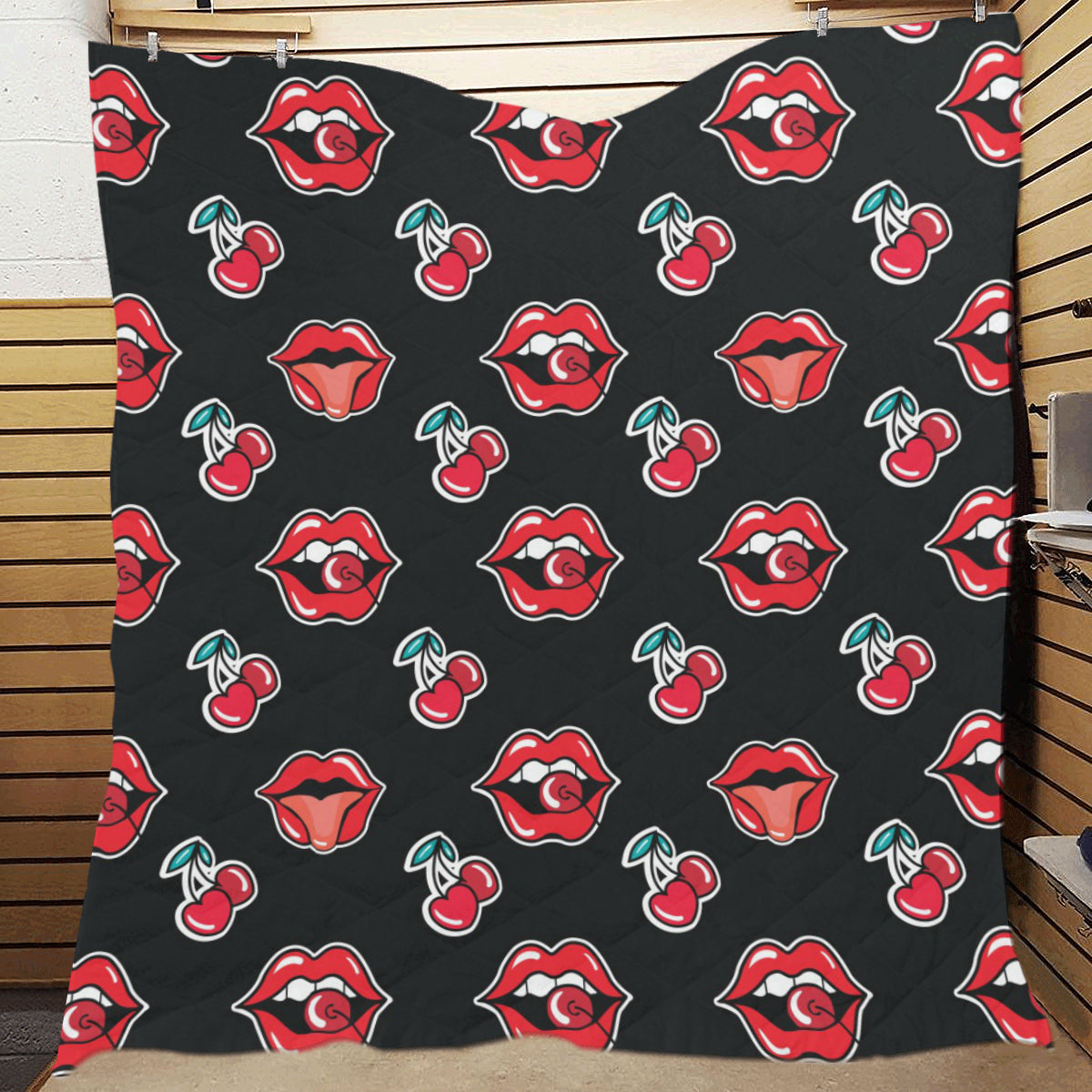 Cherry Pattern Print Design CH04 Premium Quilt