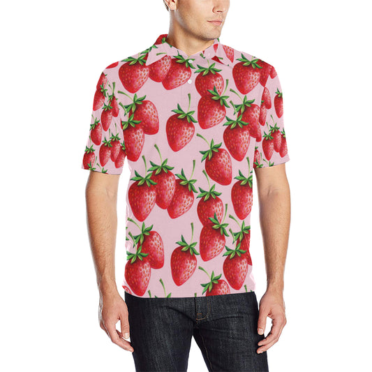 Strawberry Pattern Print Design SB03 Men Polo Shirt
