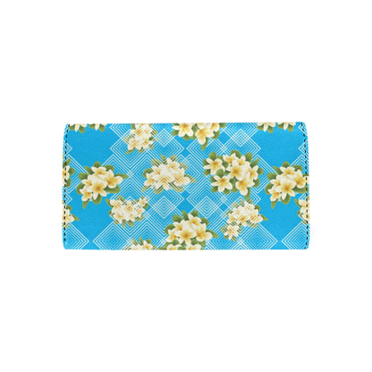 Yellow Plumeria Design Print Pattern Women's Trifold Wallet