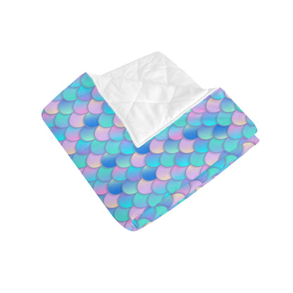 Mermaid Scales Pastel Pattern Print Design 07 Premium Quilt